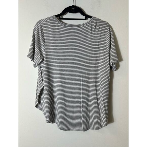 GXF Short Sleeved Gray and White Striped Shirt Sz S - Picture 3 of 3